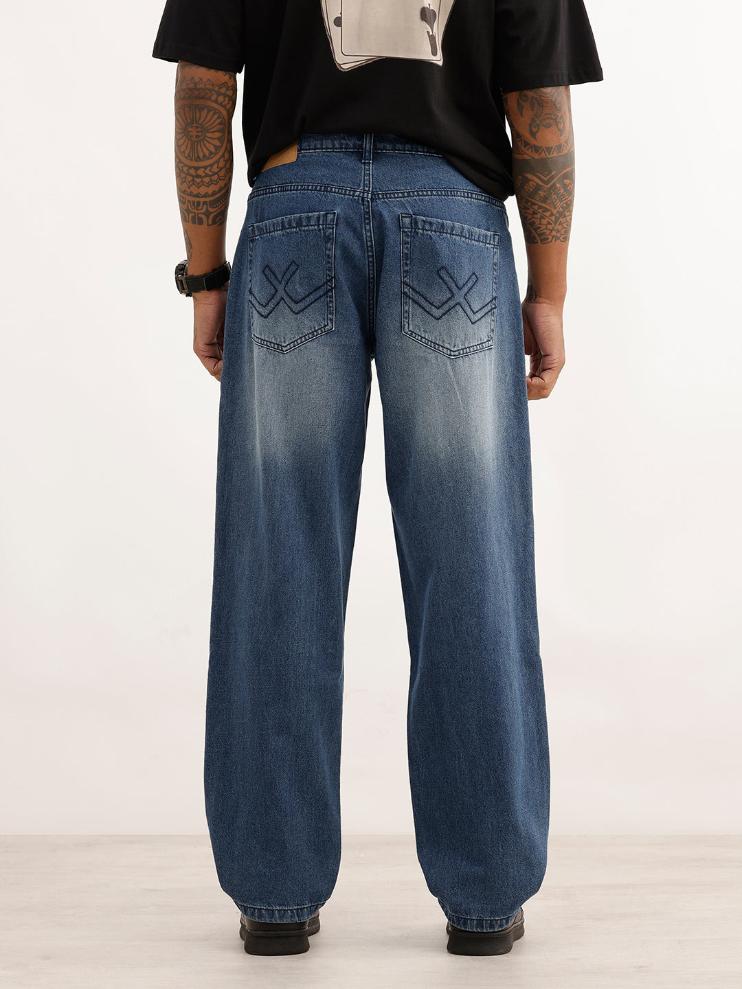 Loose Fit Faded Denim Jeans | Blue