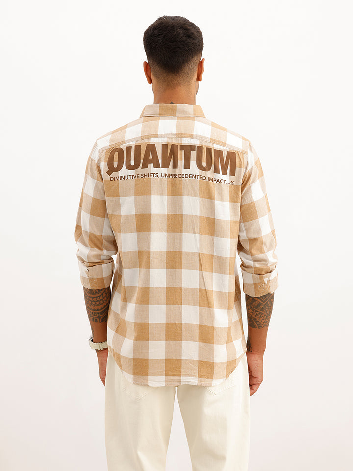 Slim Fit Placement Printed Shirt | Khaki