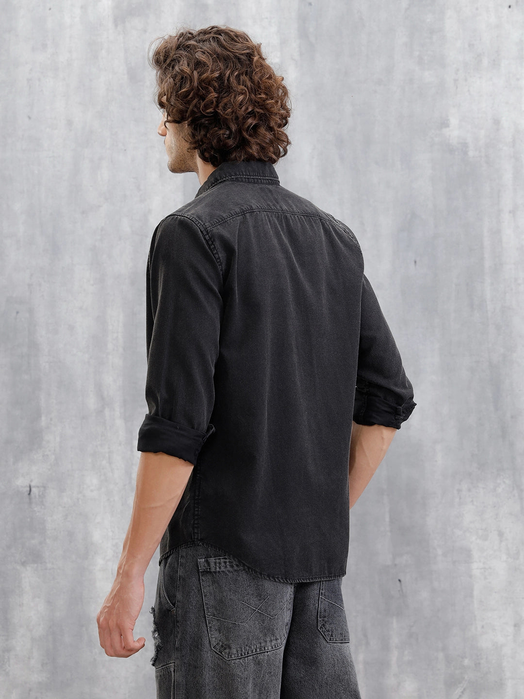Double Pocket Overdyed Shirt | Black