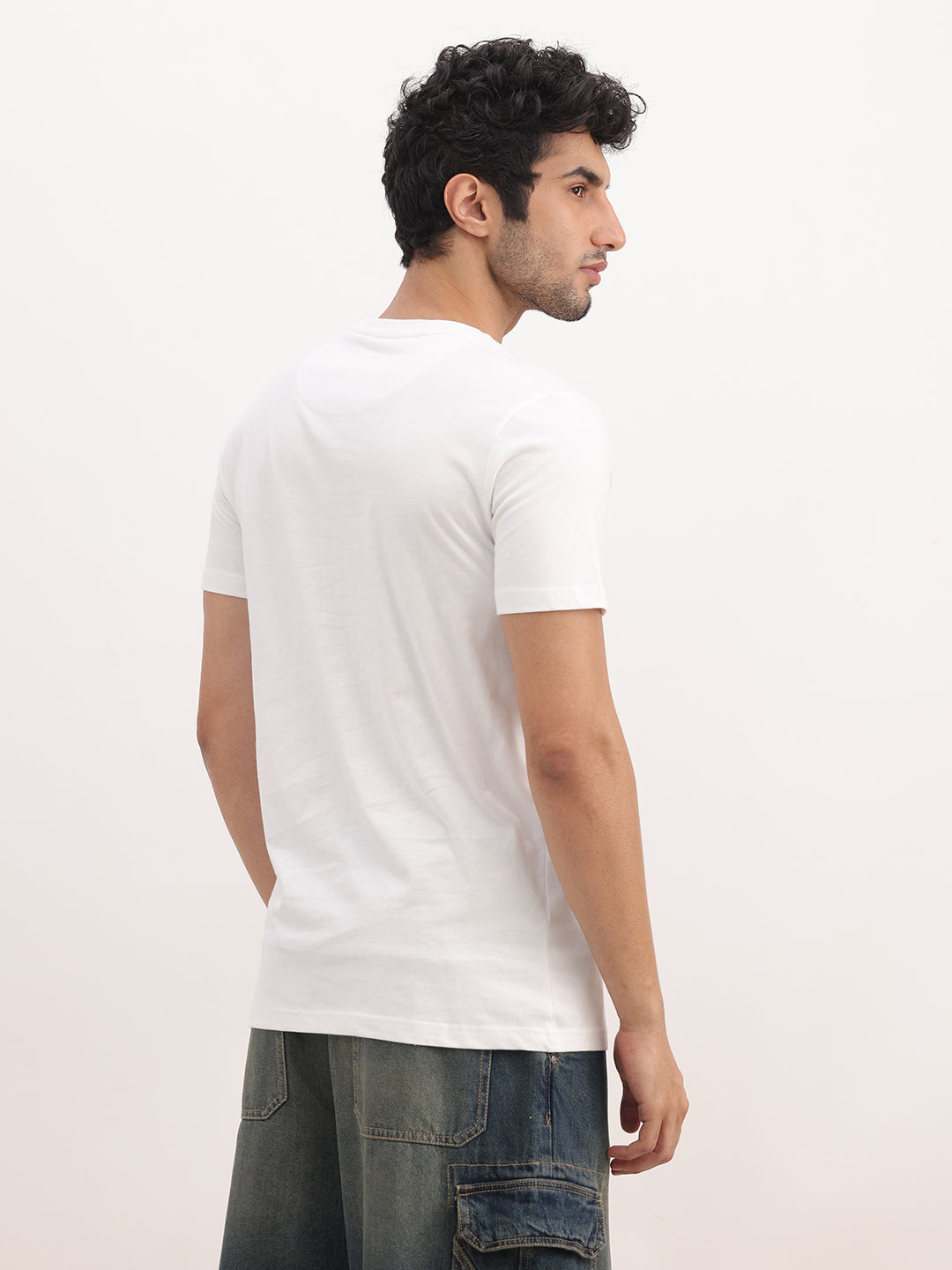 Slim Fit Foil Printed T-Shirt | White