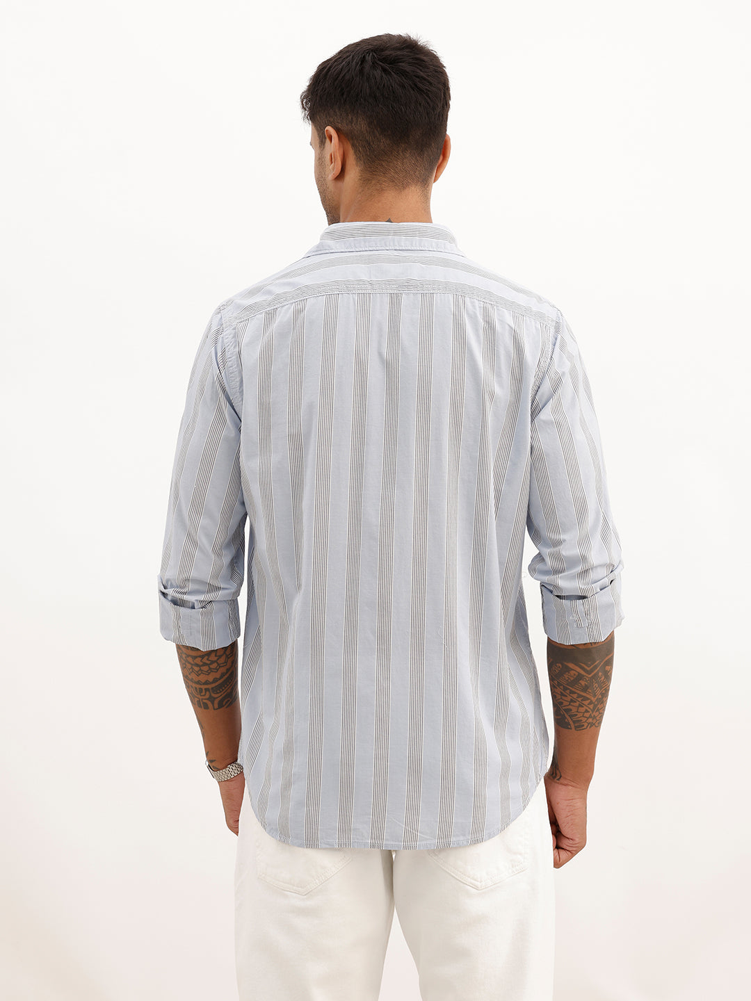 Classic Slim Fit Striped Shirt | Light Blue