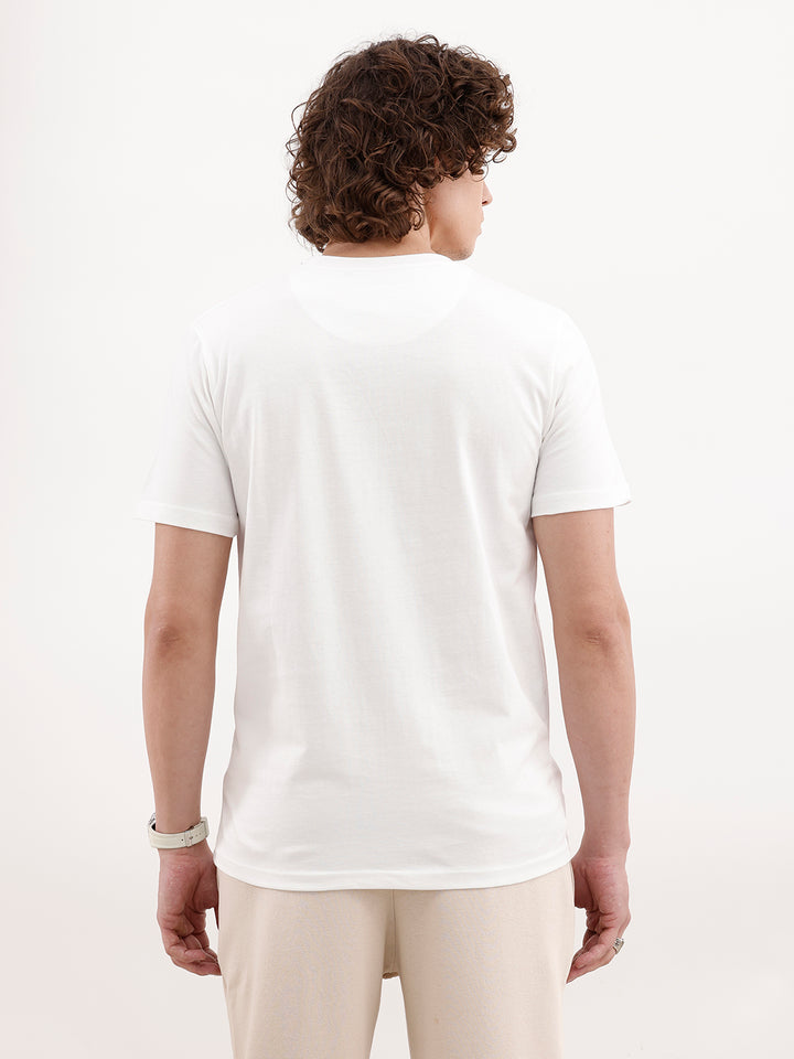 Placement Printed Slim Fit T-Shirt | White