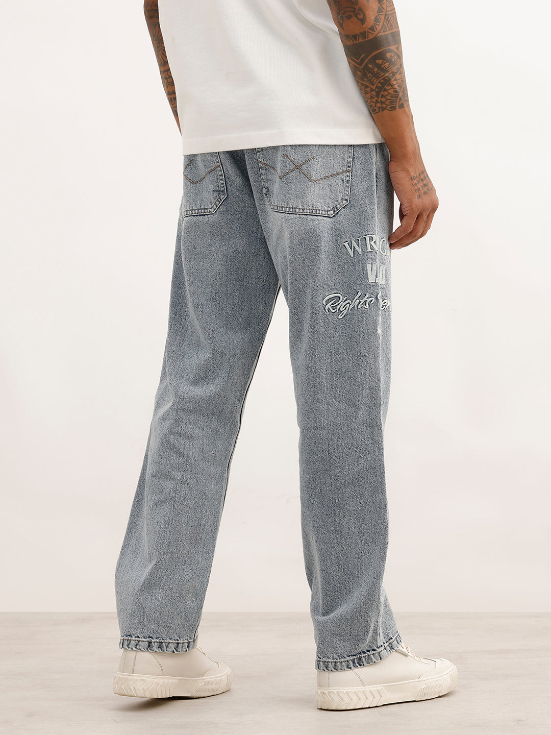 Men Casual Anti Fit Jeans With Tonal Embroidery | Super Stone
