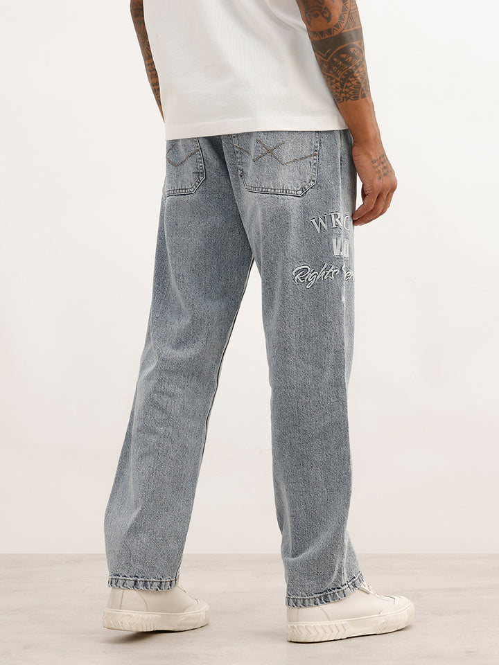 Men Casual Anti Fit Jeans With Tonal Embroidery | Super Stone