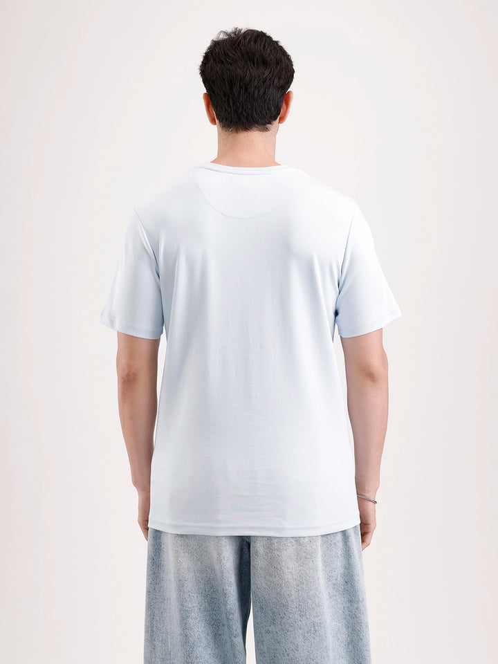Solid Flock Printed T-Shirt   |  Light Blue
