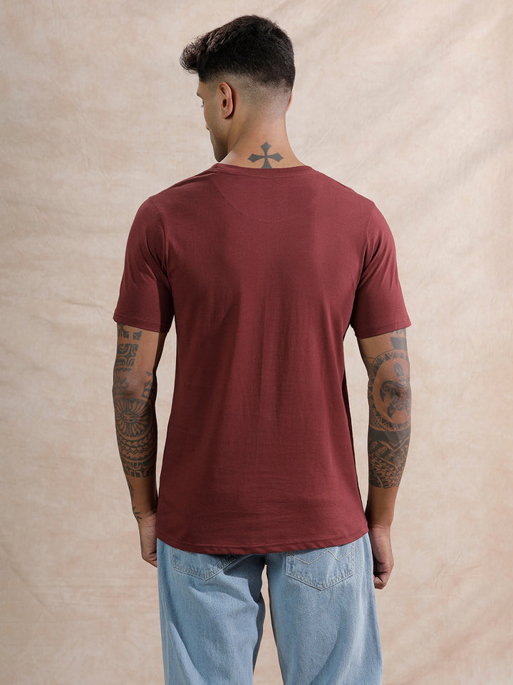 Brush Stroke Printed T-Shirt | Maroon