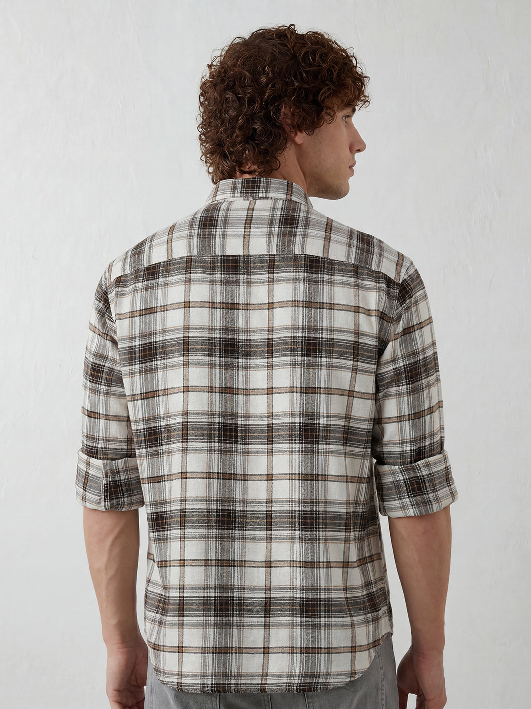 Comfort Fit Checkered Shirt | Off White