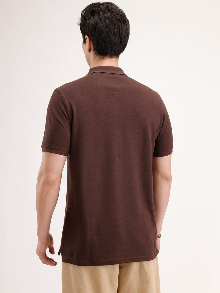 Solid Slim Fit Polo T-Shirt | Brown