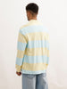 Oversized Full Sleeve Striped Polo T-Shirt | Yellow
