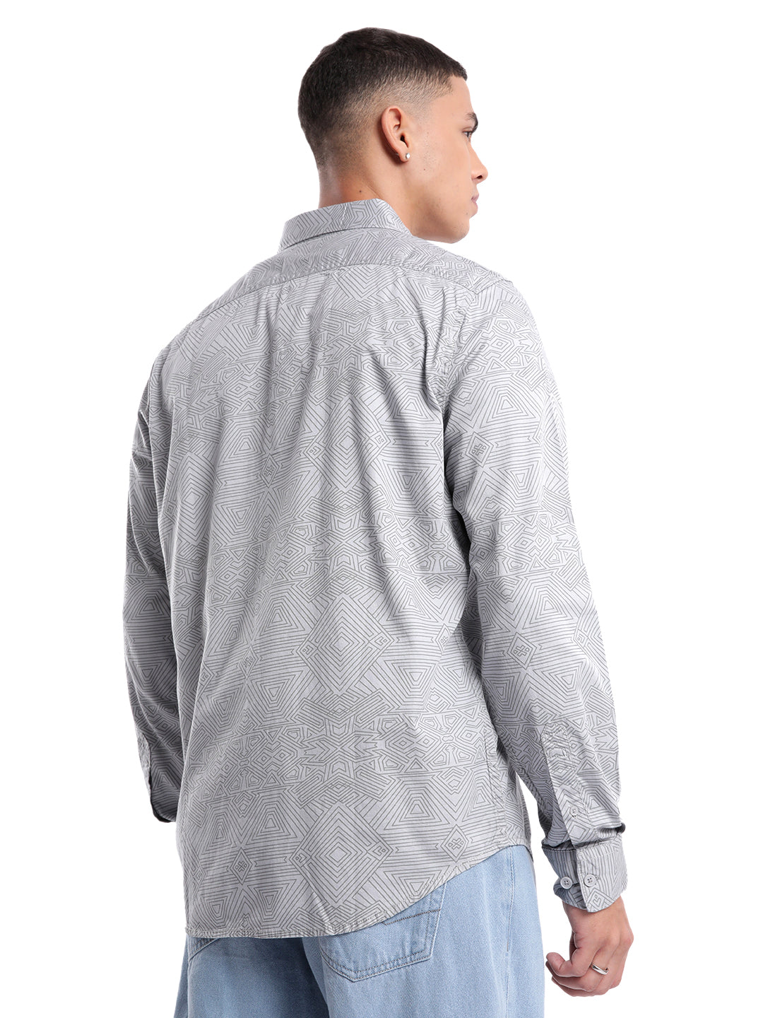 Multi Patterns Grey AOP Shirt