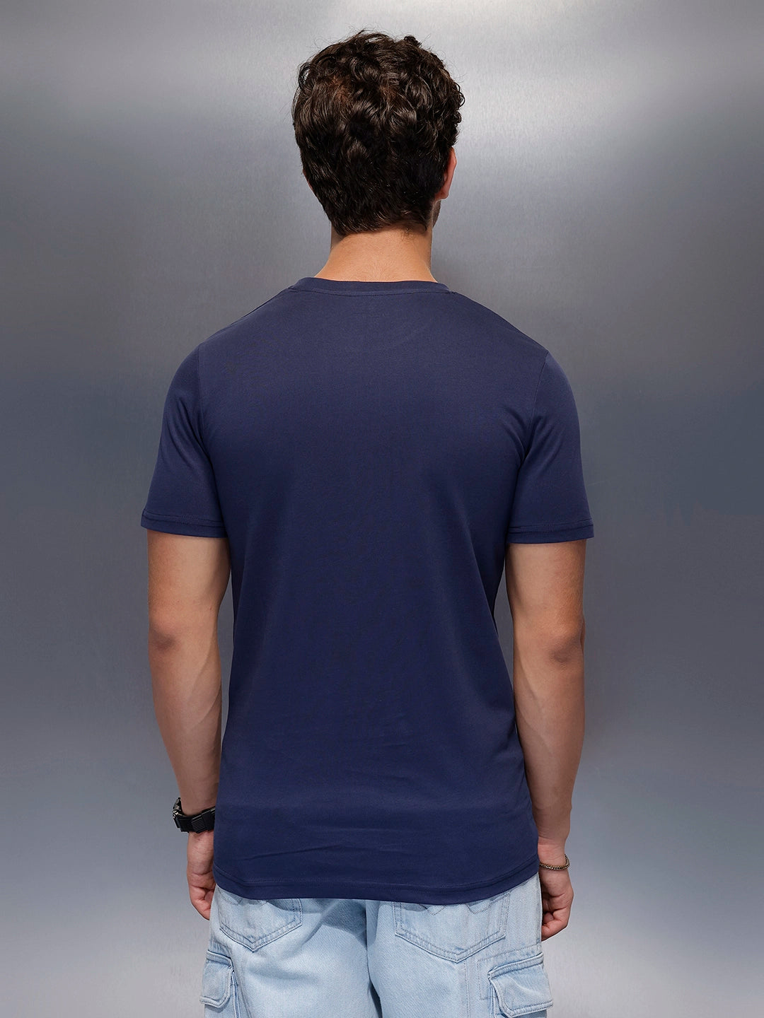 Classic Placement Printed T-Shirt   |  Navy Blue