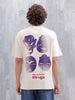 Mythical Faces Oversized Cotton Back Print T-Shirt | Beige