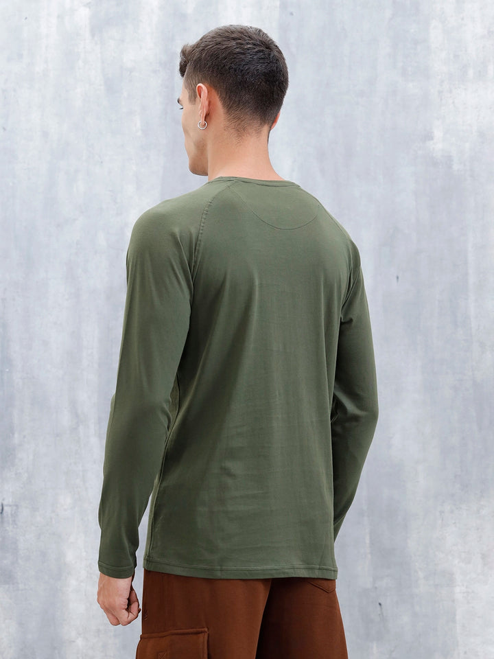 Men's Casual Raglan Sleeve T-Shirt | Olive