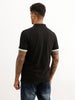 Solid Contrast Sleeve Polo T-Shirt | Black