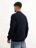 Regular Fit Textured Quater Zipper Sweater | Blue