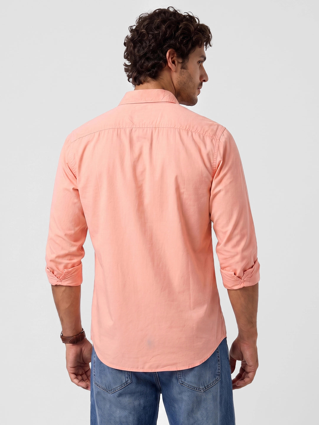 Solid Full Sleeve Shirt | Peach | WWSH0414M