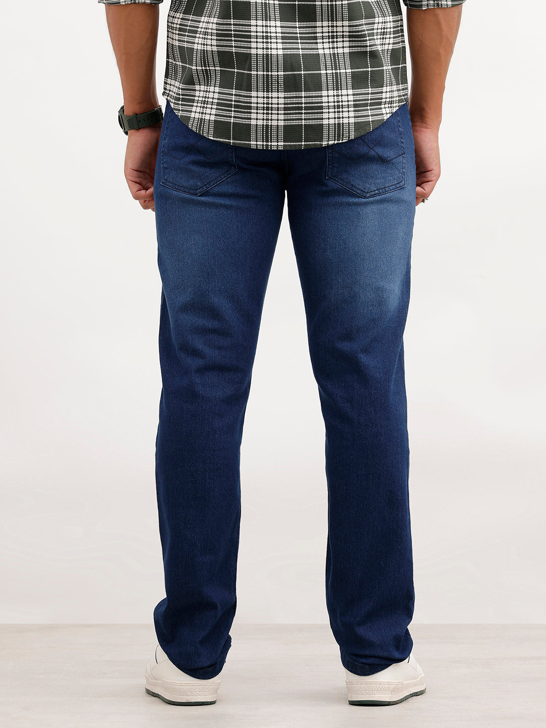 Straight Fit Light Faded Denim Jeans | Dark Blue