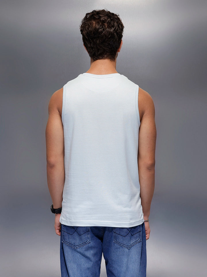 Solid Cut Off Sleeve T-Shirt   |  Blue