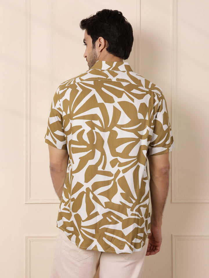 AOP Flowy Viscose Shirt | Khaki
