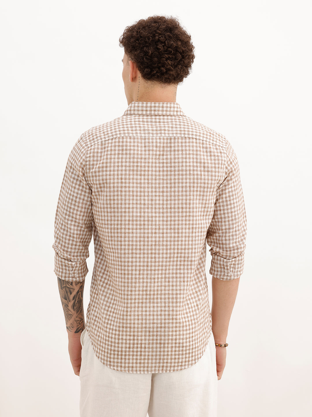 Regular Fit Full Sleeve Checkered Shirt | Brown | WWSH0723MAZ
