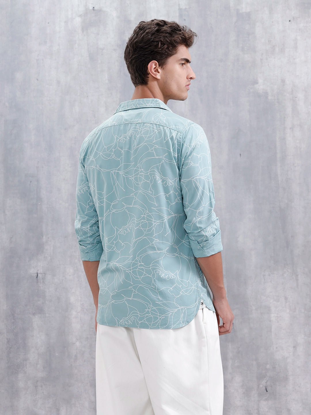 Floral Aop Slim Fit Men Casual Shirt | Blue