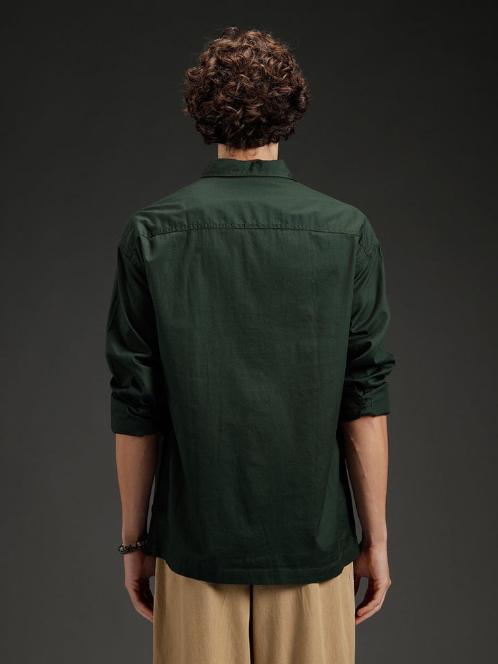 Wrogn Men's Casual Oversized Shirt | Green