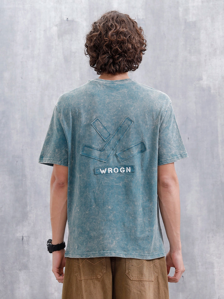 Washed Oversized Fit Tee With Logo Embroidery Patch | Green