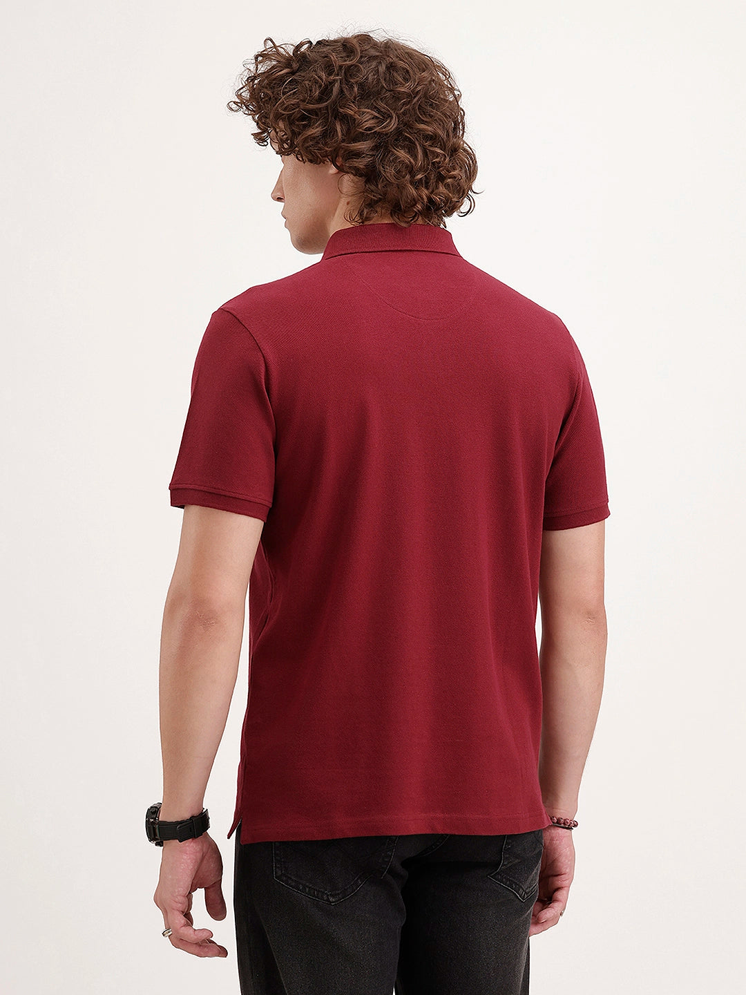 Slim Fit Solid Polo T-Shirt | Maroon