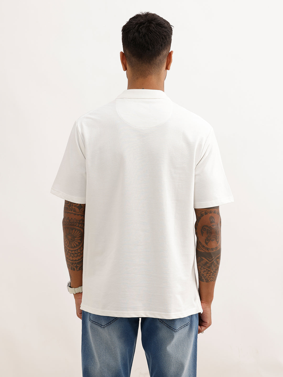 Comfort Fit Embroidery Patch Detail Polo T-Shirt | Off White