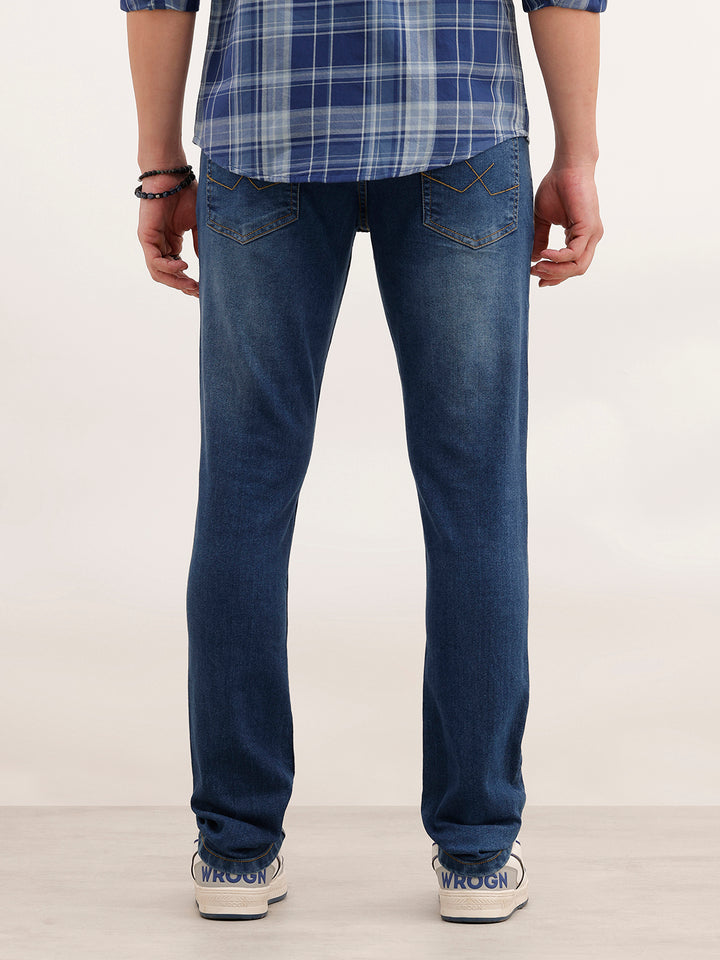 Faded Slim Fit Denim Jeans | Dark Blue