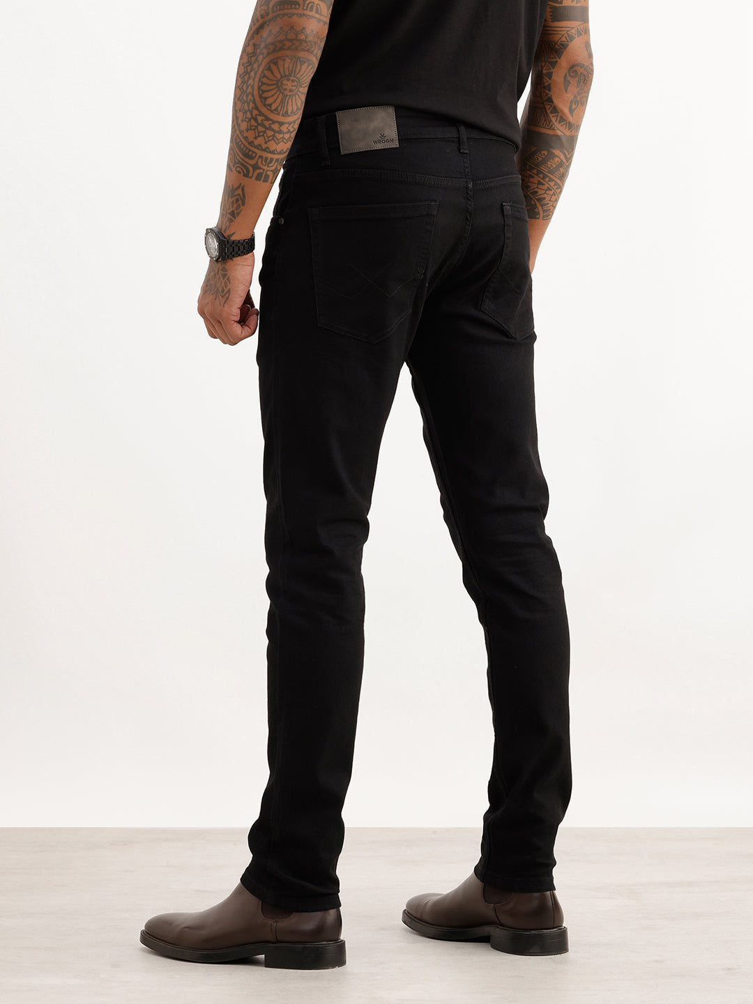 Solid Skinny Fit Denim Jeans | Black