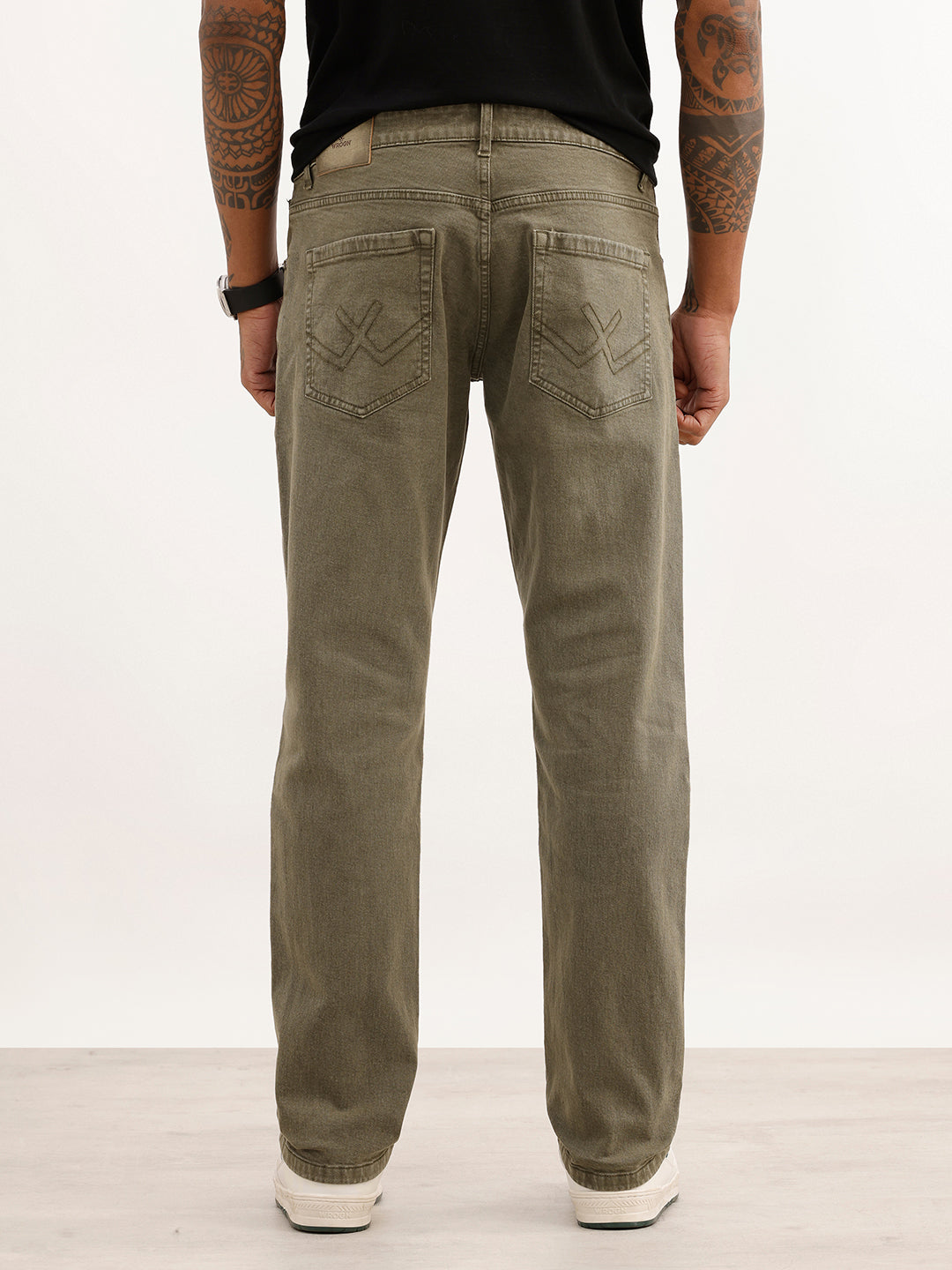 Faded Straight Fit Denim Jeans | Olive | WJN0200SR2237S