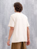 Raw Edge & Stitch Detail Oversized Fit T-Shirt | Beige