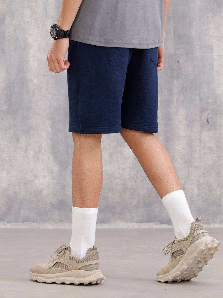 Cotton Terry Slim Fit Shorts I Navy Blue