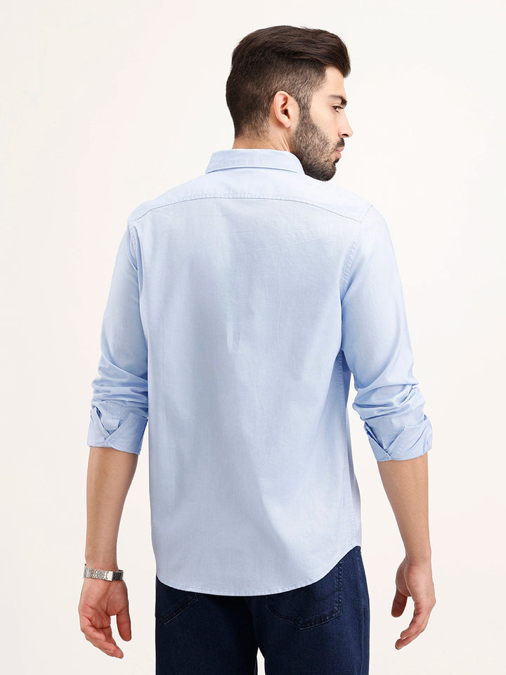 Regular Fit 100% Cotton Shirt | Light Blue