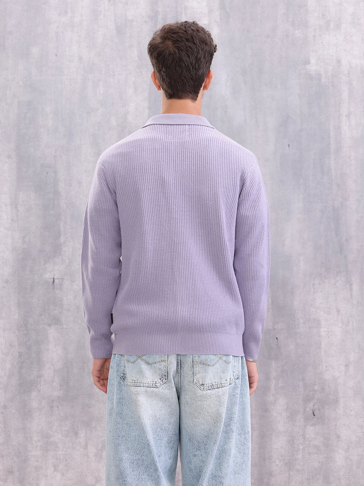 Pastel Layered Casual Knitted Cardigan For Men | Lavender