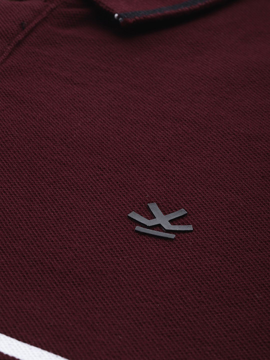 Black & Burgundy Colourblocked Polo T-Shirt