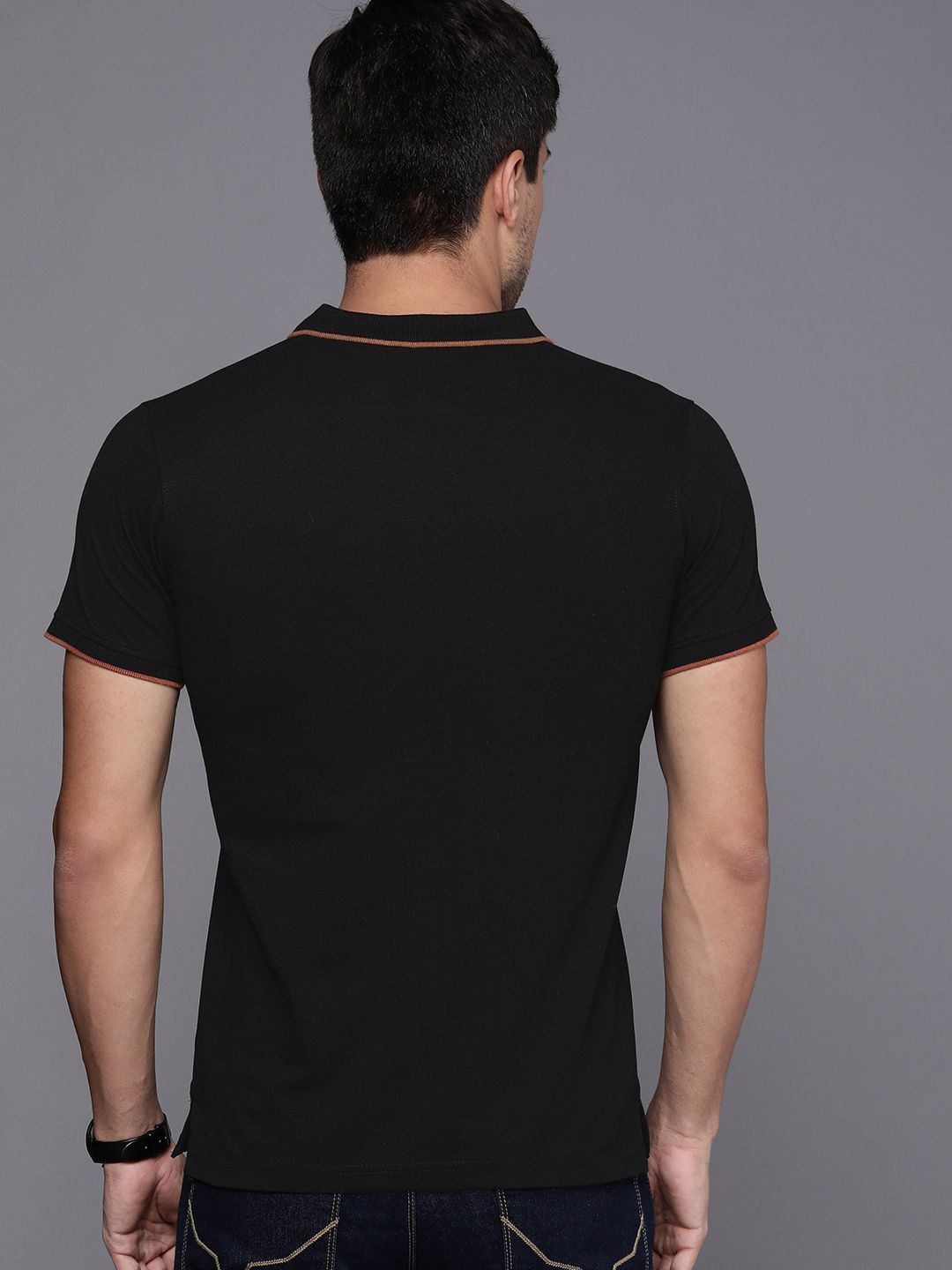 Bold Black Polo Collar T-Shirt