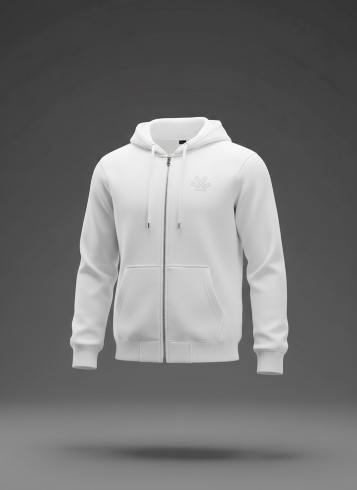 Men’s Solid Zip-Up Hoodie Sweatshirt | Snow White