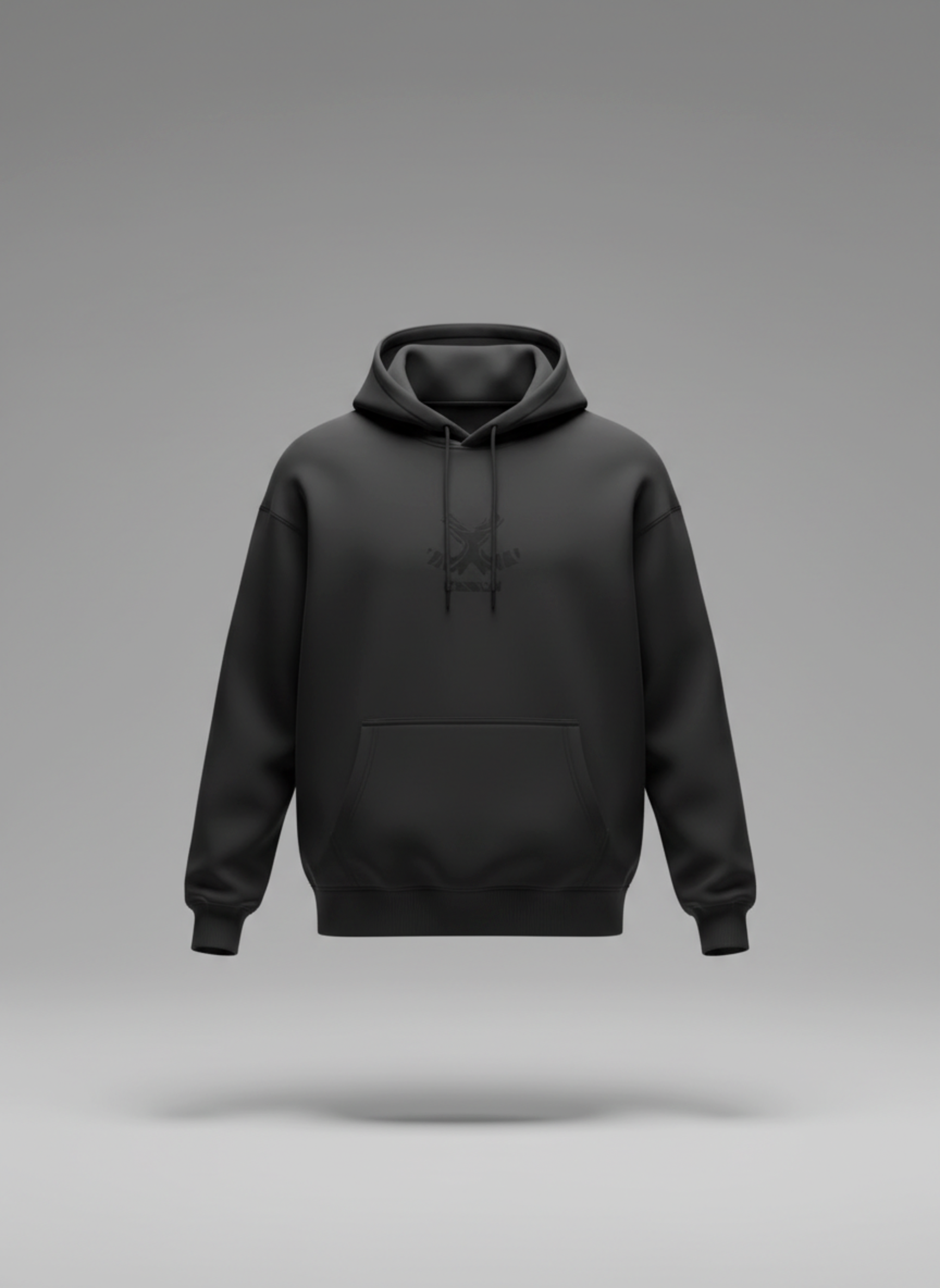 Classic Black Hoodie with Tonal Logo | Black