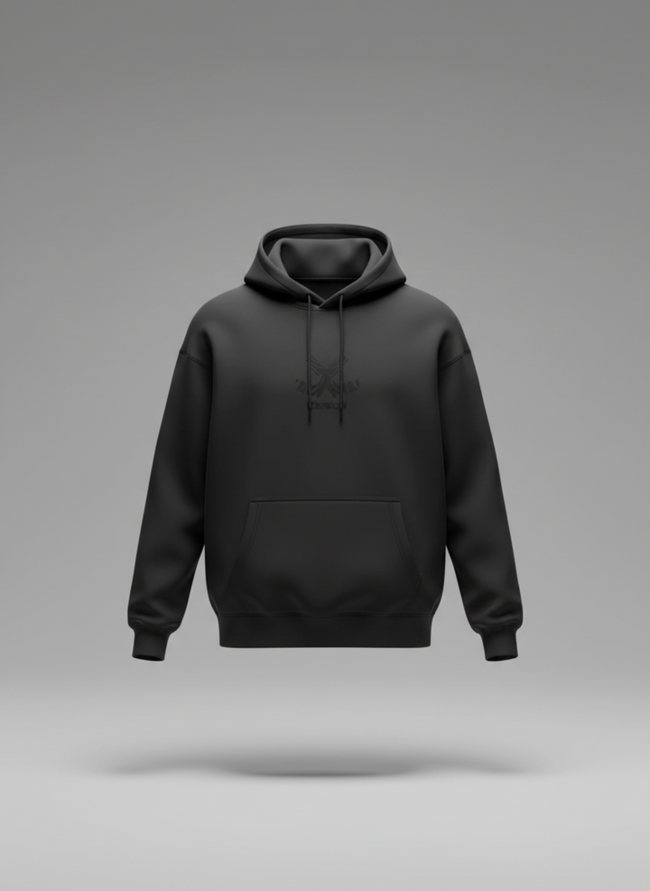 Classic Black Hoodie with Tonal Logo | Black