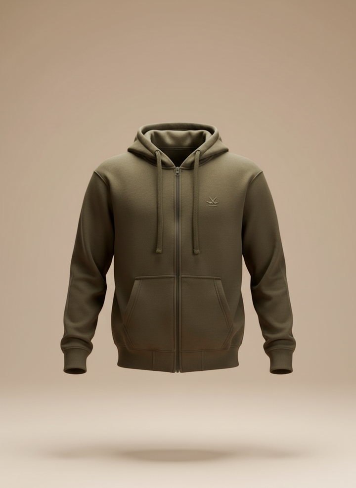 Men’s Solid Zip-Up Hoodie Sweatshirt | Olive