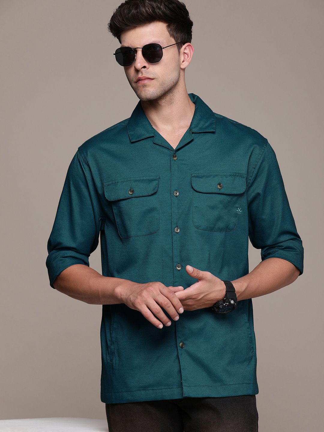 Dark Teal Double Pocket Shacket