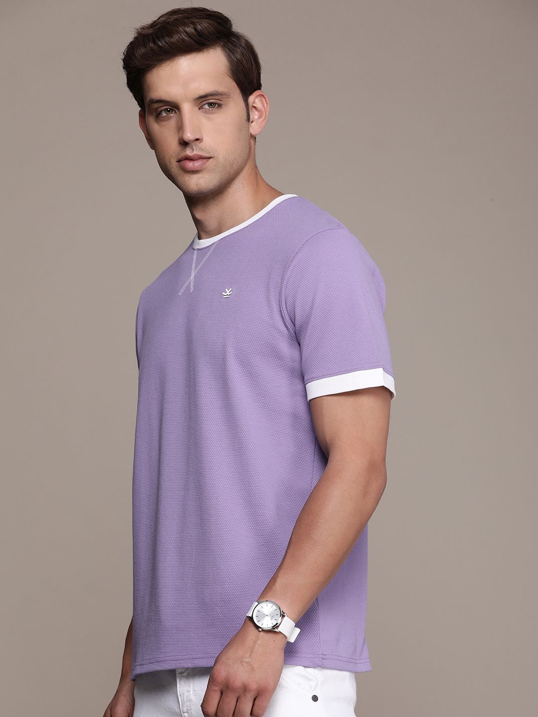 Lavender and White Striped Edges T-Shirt