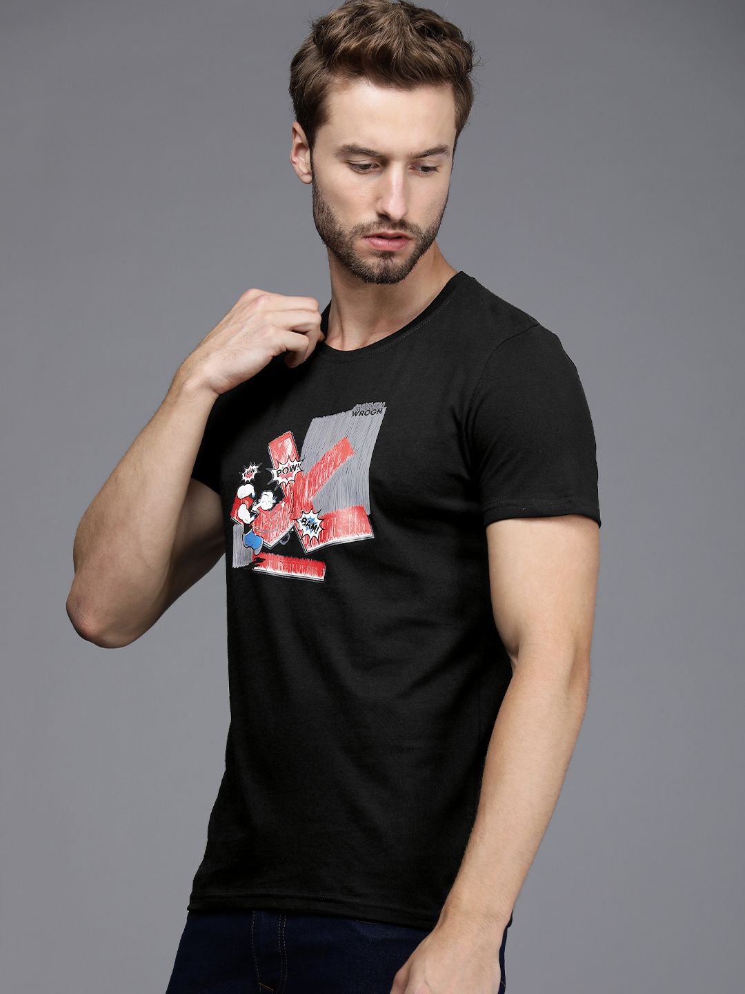 Popeye Power Printed Round Neck T-Shirt