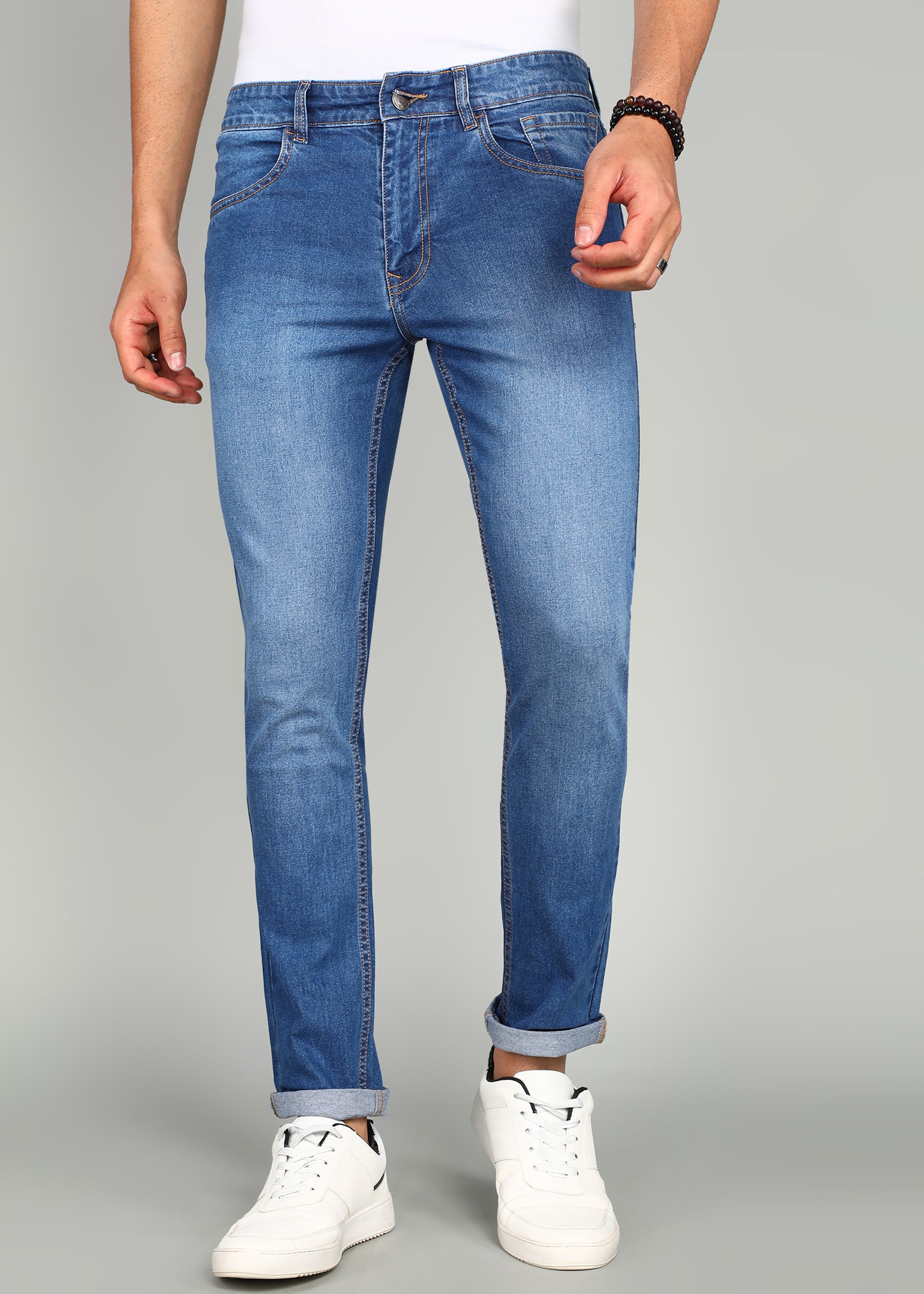 Classic Twill Blue Mid Rise Jeans