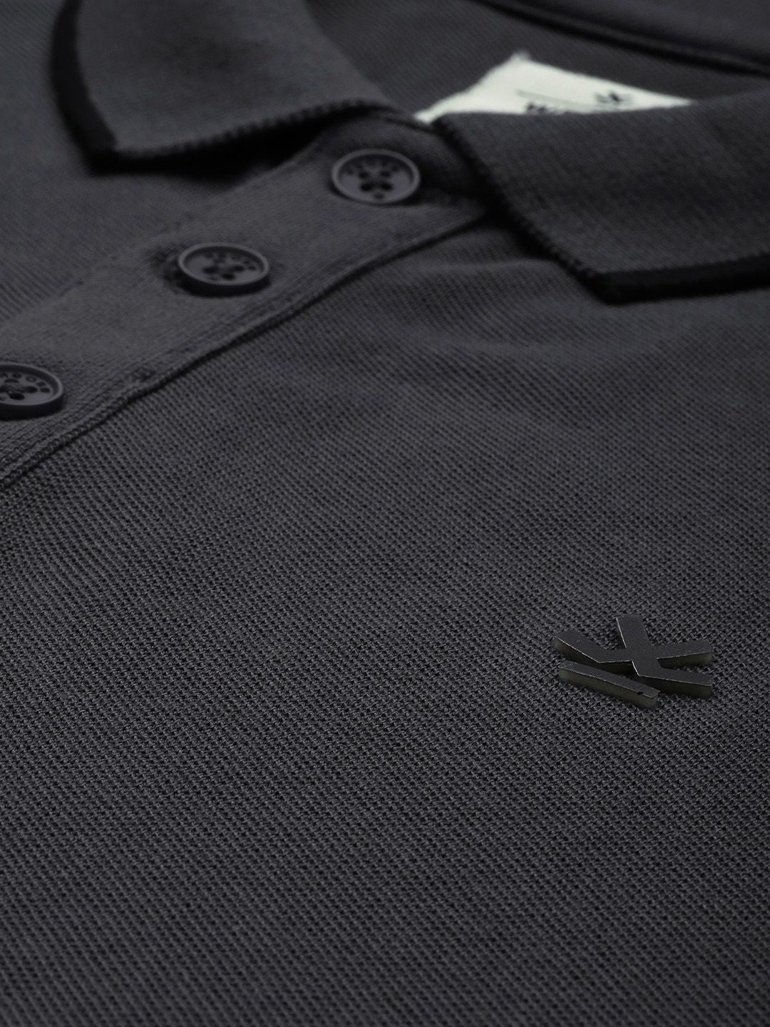 Basic Grey Polo Collar T-Shirt