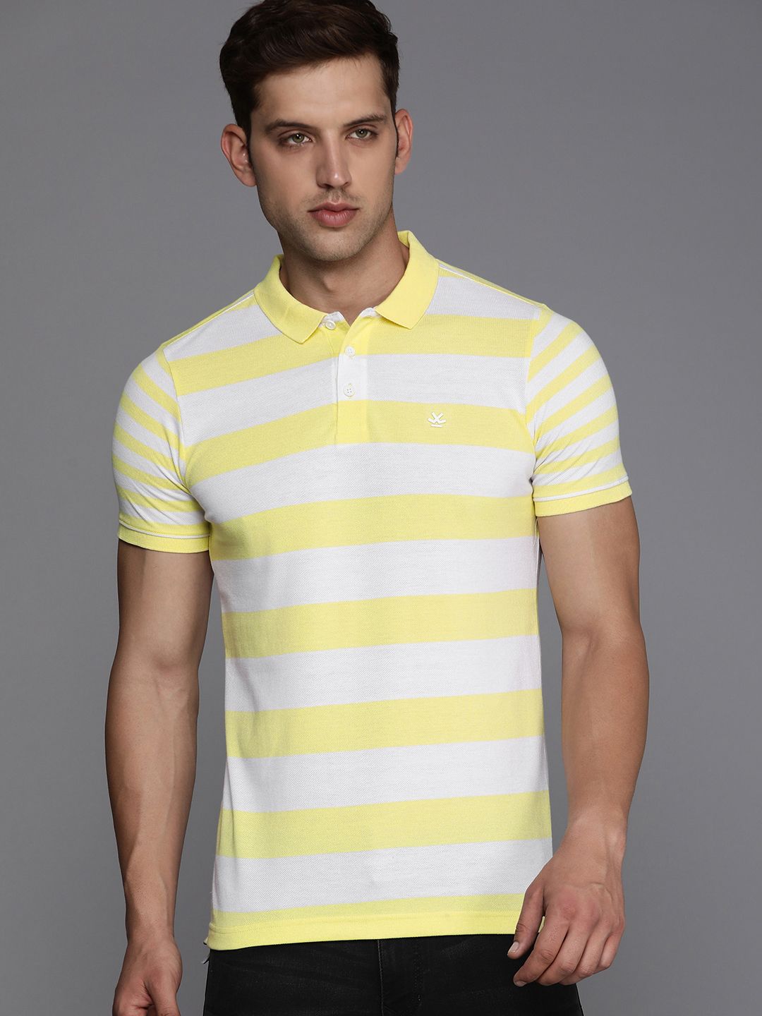 Striped Yellow Colourblocked Polo T-Shirt