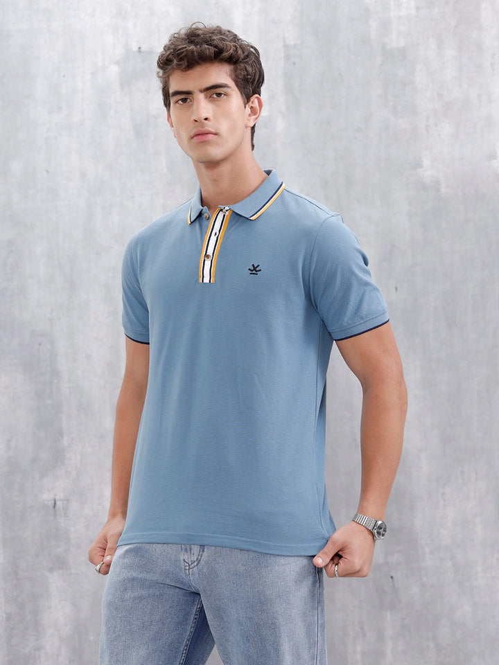 Slim Fit Polo With Contrast Tipping | Blue