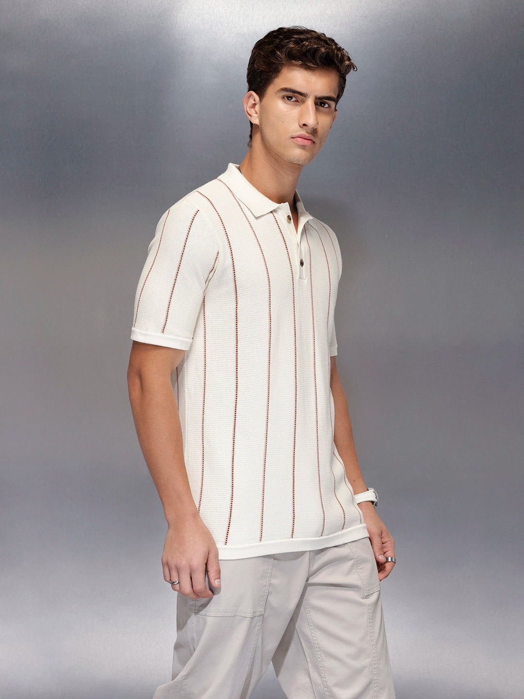 Men’s waffle texture slim fit polo | Off White